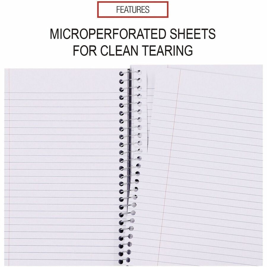 Universal Notebook - 3 Subject(s) - 120 Sheets - Spiral - Medium Ruled, College Ruled Front Ruling - 15 lb Basis Weight - 9.50" Height x 6" Width - White Paper - Black Paperboard, Blue, Green, Red Cover - 4 / Pack
