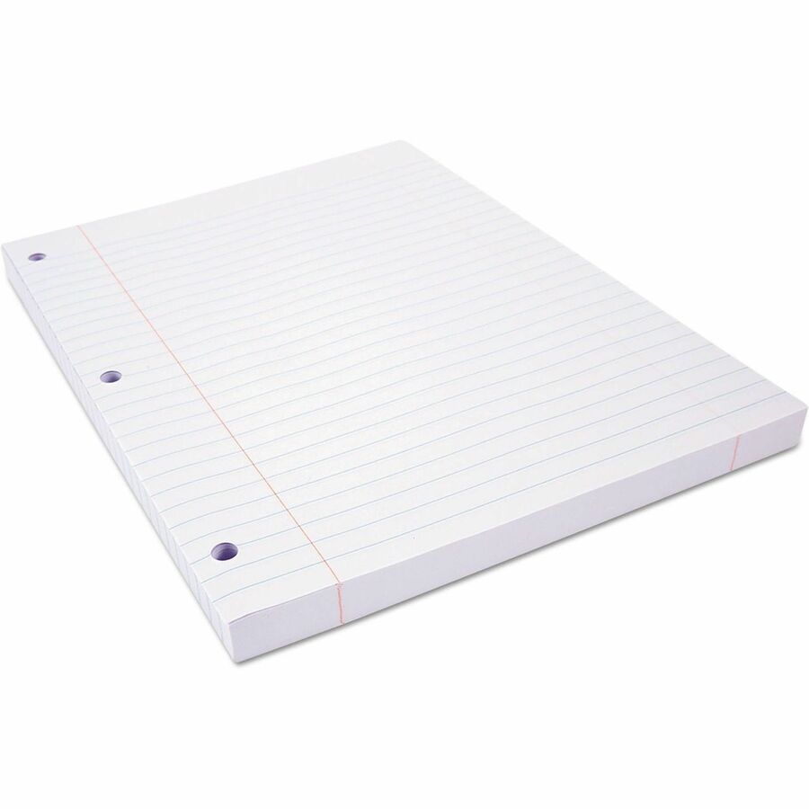 200 Sheets - Wide Ruled, Legal Ruled Front Ruling - Red Margin - 3 Hole(s) - 15 lb Basis Weight - White Paper - 200 / Pack