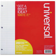 200 Sheets - Wide Ruled, Legal Ruled Front Ruling - Red Margin - 3 Hole(s) - 15 lb Basis Weight - White Paper - 200 / Pack
