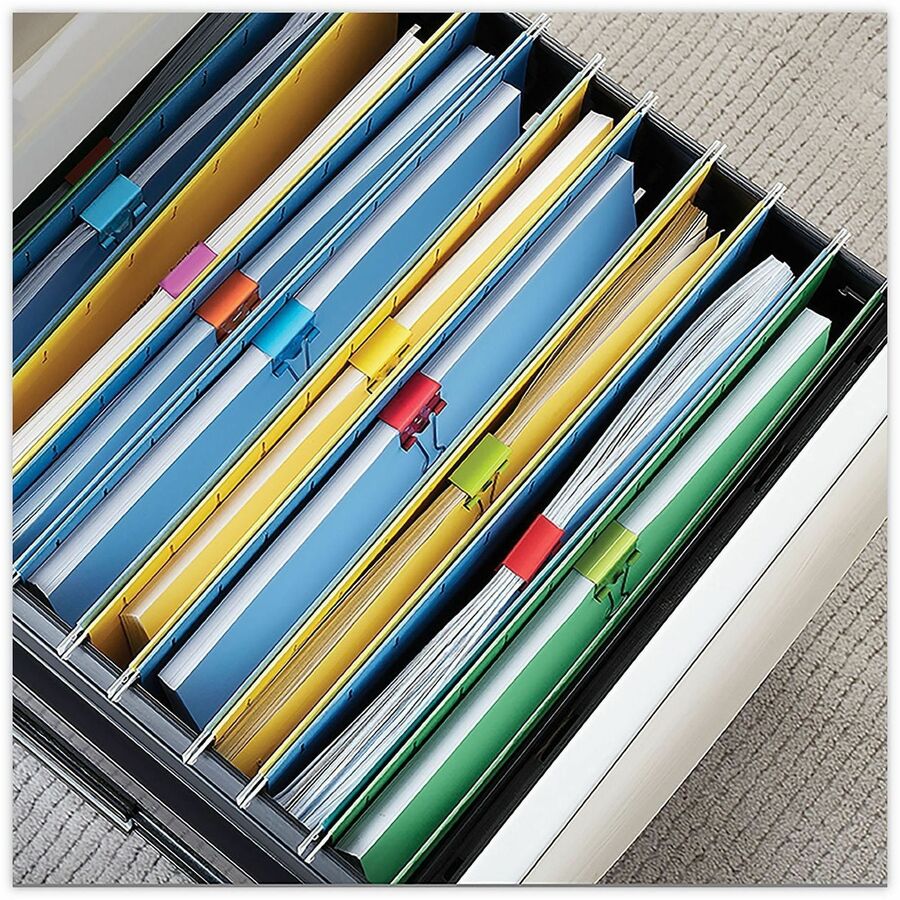 Medium - 1" Width - 0.63" Size Capacity - Assorted, Lavender, Lime, Orange, Purple, Red, Sky Blue, Yellow - Metal, Steel Wire - 42 / Pack