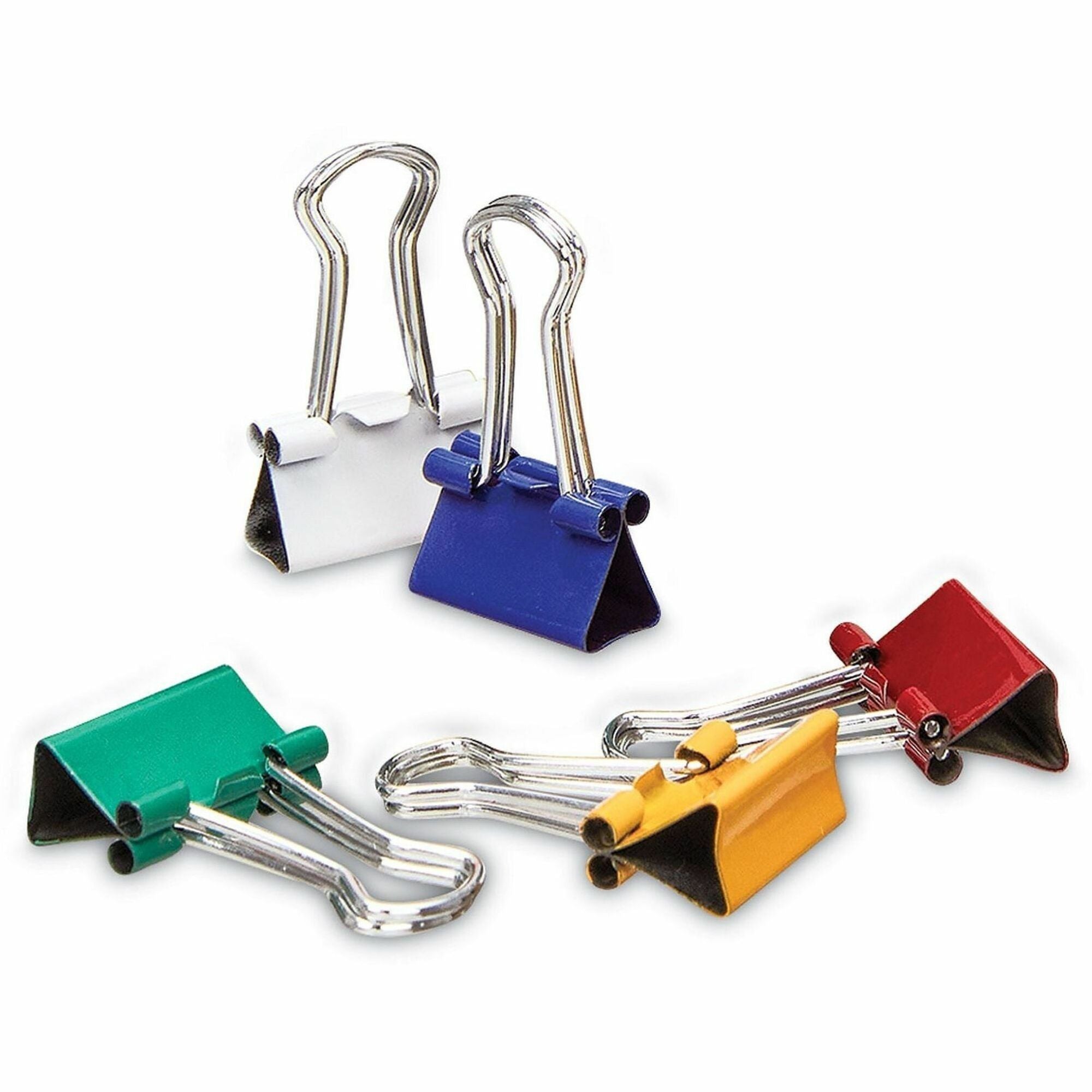 Mini - 0.6" Width - 0.25" Size Capacity - Assorted, Blue, Gold, Green, Red, White - Metal, Steel Wire - 60 / Pack