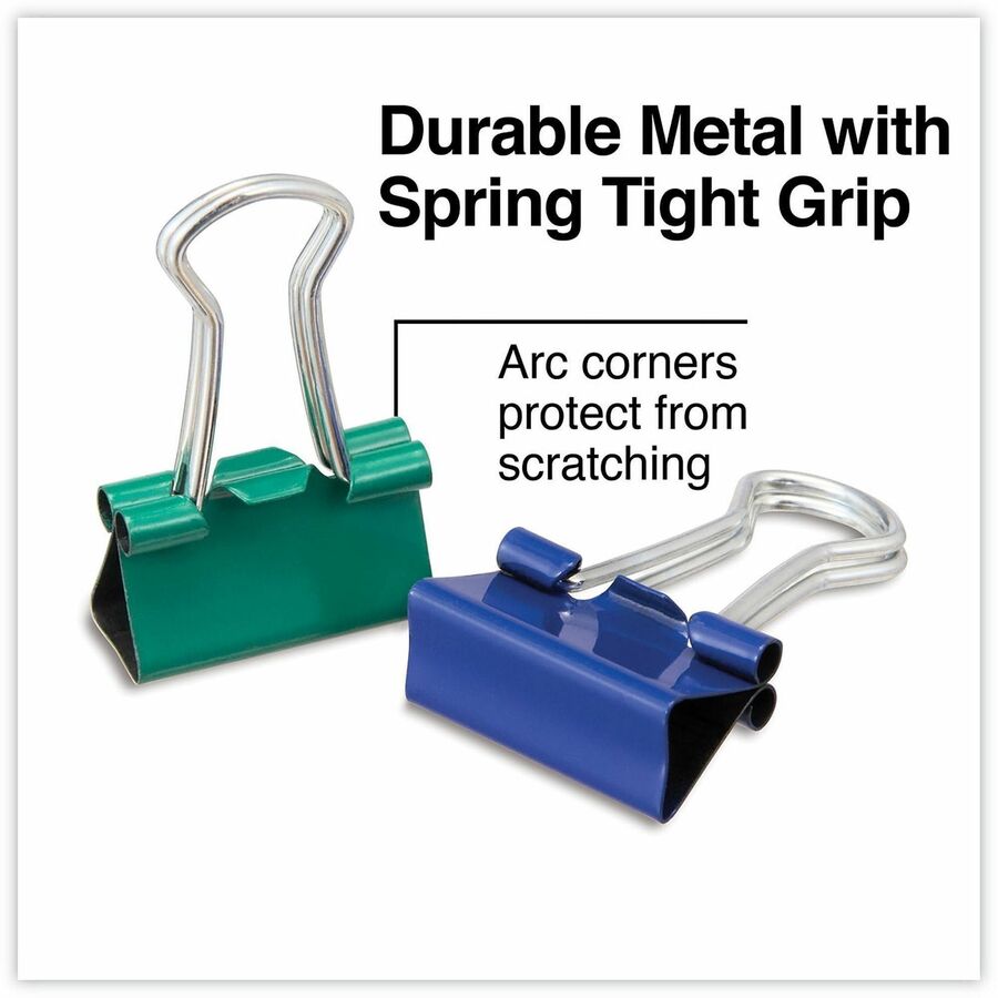 Mini - 0.6" Width - 0.25" Size Capacity - Assorted, Blue, Gold, Green, Red, White - Metal, Steel Wire - 60 / Pack