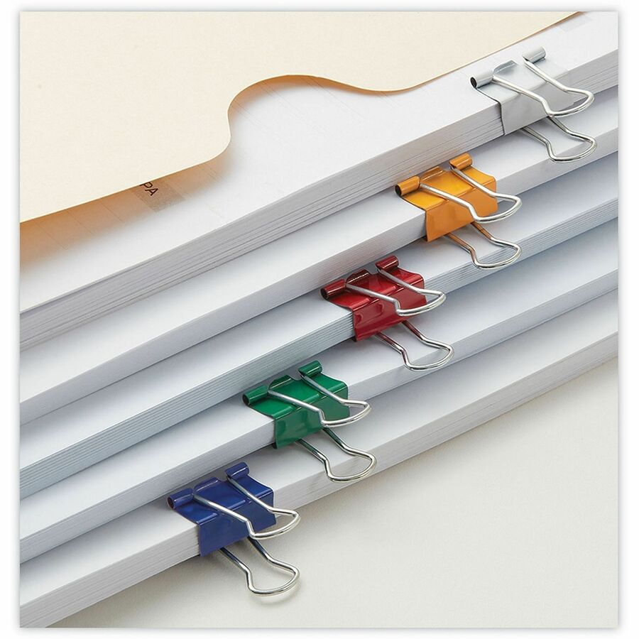 Small - 0.7" Width - 0.38" Size Capacity - Assorted, Blue, Gold, Green, Red, White - Metal, Steel Wire - 40 / Pack