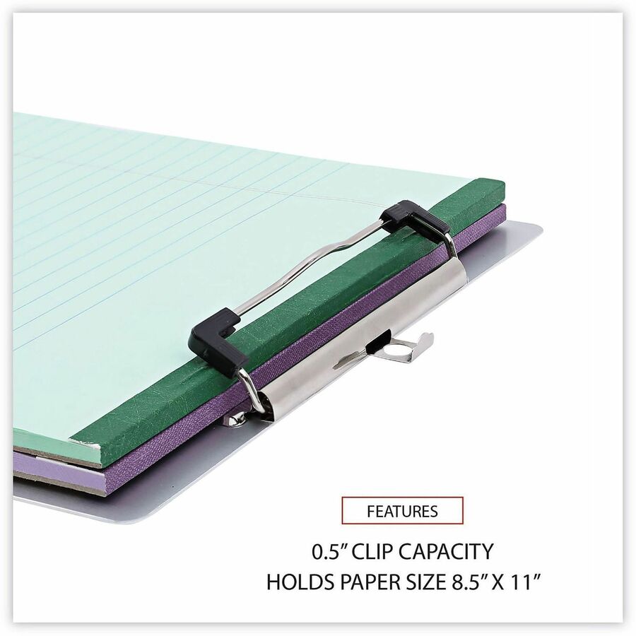 Universal Clipboard - 0.50" Clip Capacity - Storage for Document, Paper - 8 1/2" x 11" Sheet Size - Aluminum - Aluminum - 1 Each