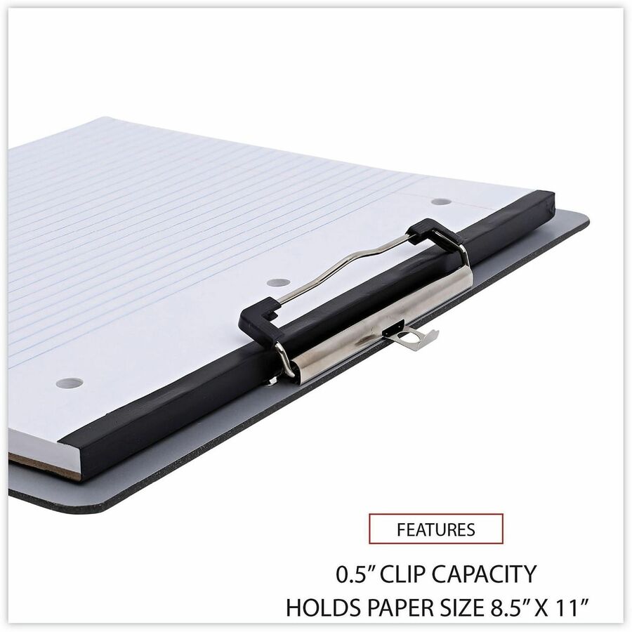 Universal Clipboard - 0.50" Clip Capacity - Storage for Paper - 8 1/2" x 11" Sheet Size - Plastic - Silver - 1 Each