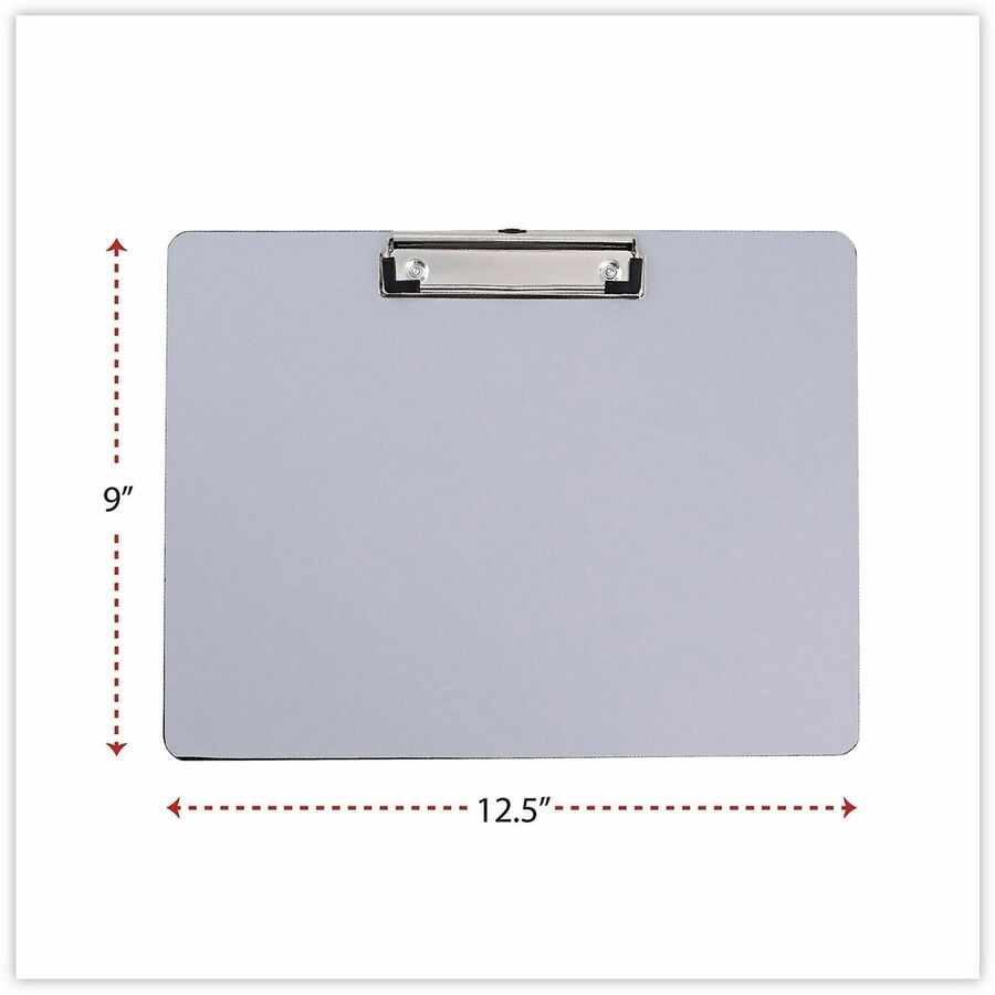 Universal Clipboard - 0.50" Clip Capacity - Storage for Paper - 8 1/2" x 11" Sheet Size - Plastic - Silver - 1 Each