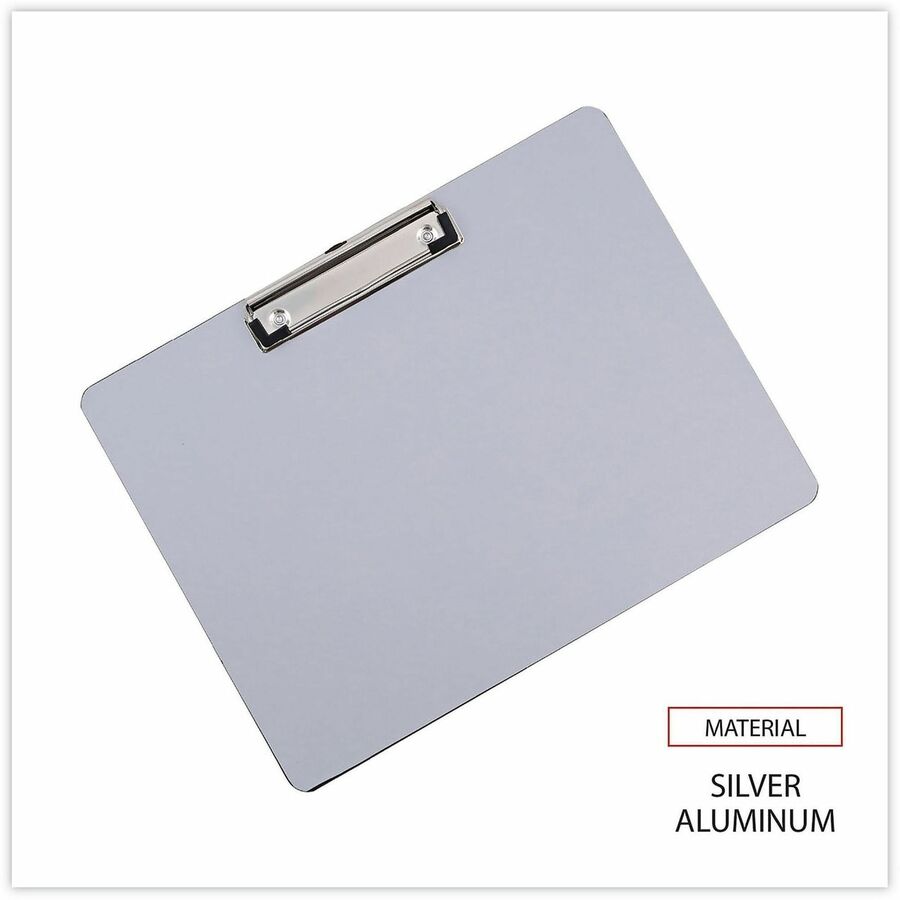 Universal Clipboard - 0.50" Clip Capacity - Storage for Paper - 8 1/2" x 11" Sheet Size - Plastic - Silver - 1 Each