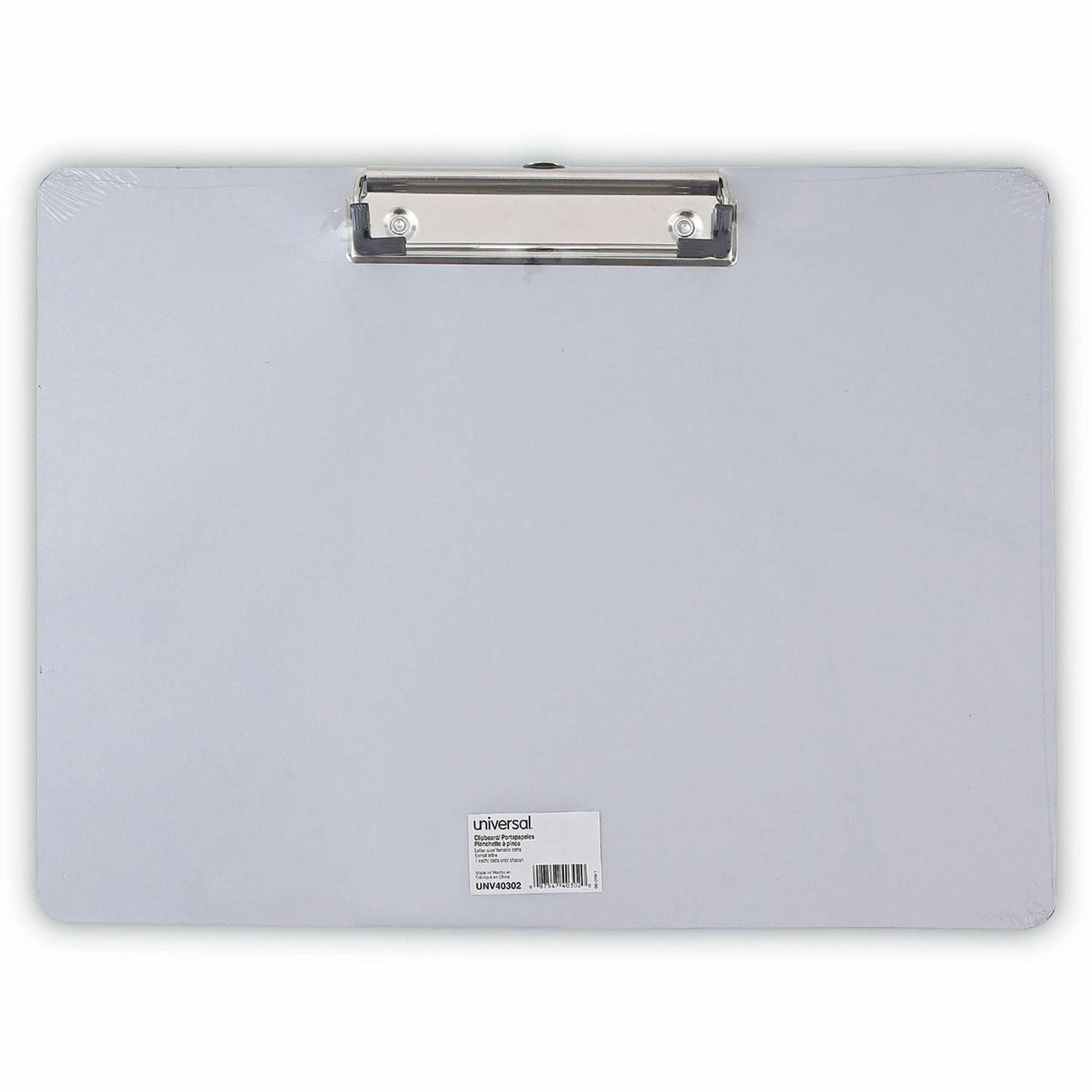 Universal Clipboard - 0.50" Clip Capacity - Storage for Paper - 8 1/2" x 11" Sheet Size - Plastic - Silver - 1 Each