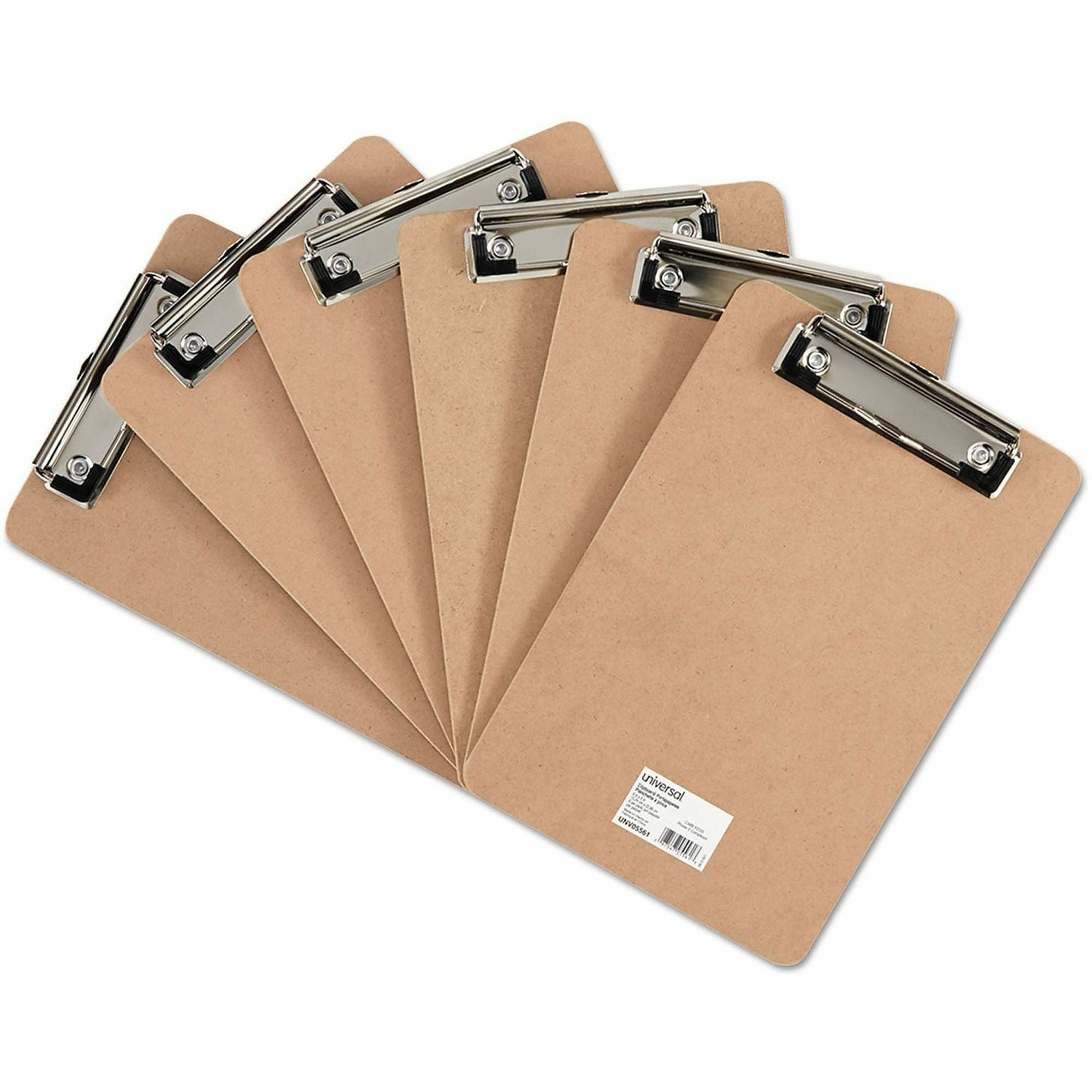 Universal Clipboard - 0.50" Clip Capacity - Storage for Document - Hardboard - Brown - 6 / Pack