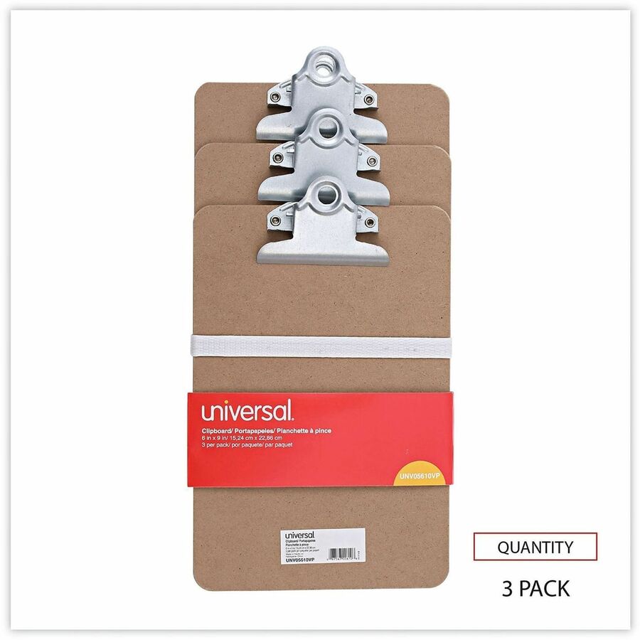 Universal Clipboard - 0.75" Clip Capacity - Storage for Document, Form, Paper - Hardboard - Brown - 3 / Pack