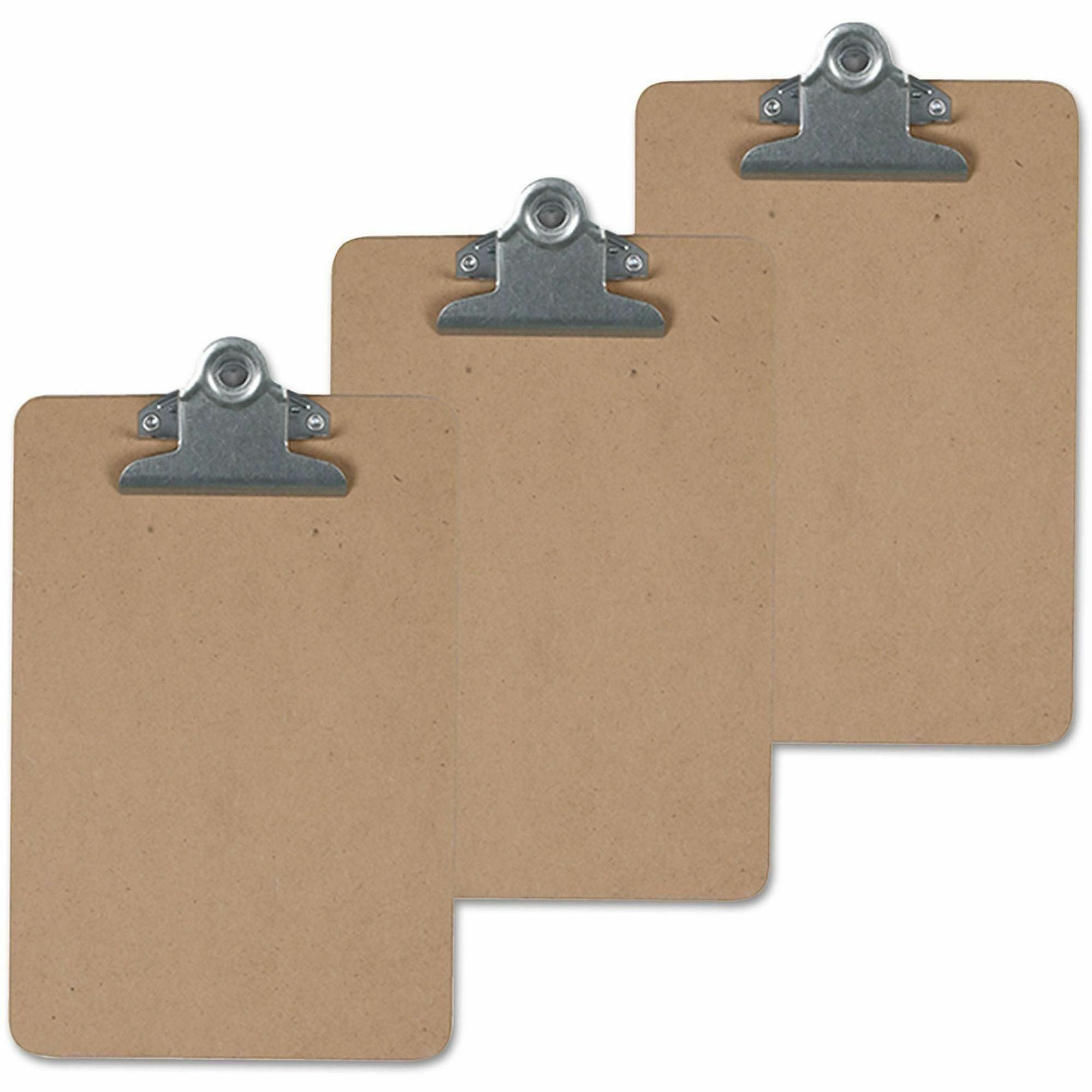 Universal Clipboard - 1.25" Clip Capacity - Storage for Paper, Document, Form - Hardboard - Brown - 3 / Pack