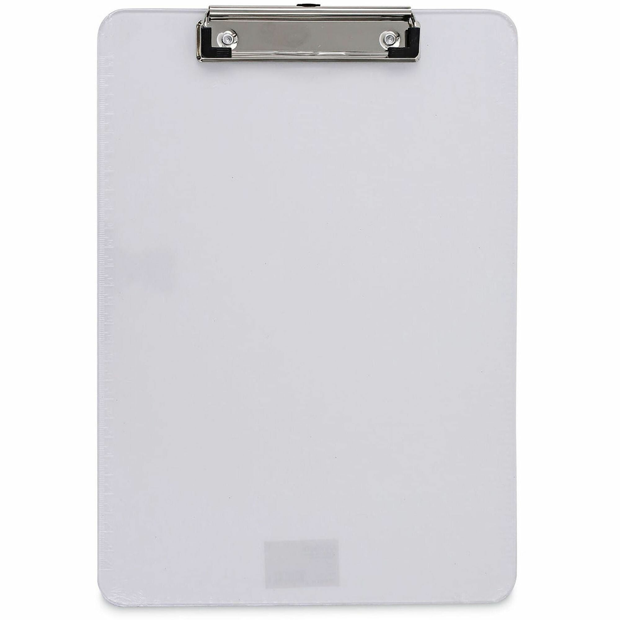 Universal Clipboard, 0.50" Clip Capacity, 8.5" x 11" Sheet Size, Built-in Ruler, Shatter-Resistant Plastic, Clear, 1 Each