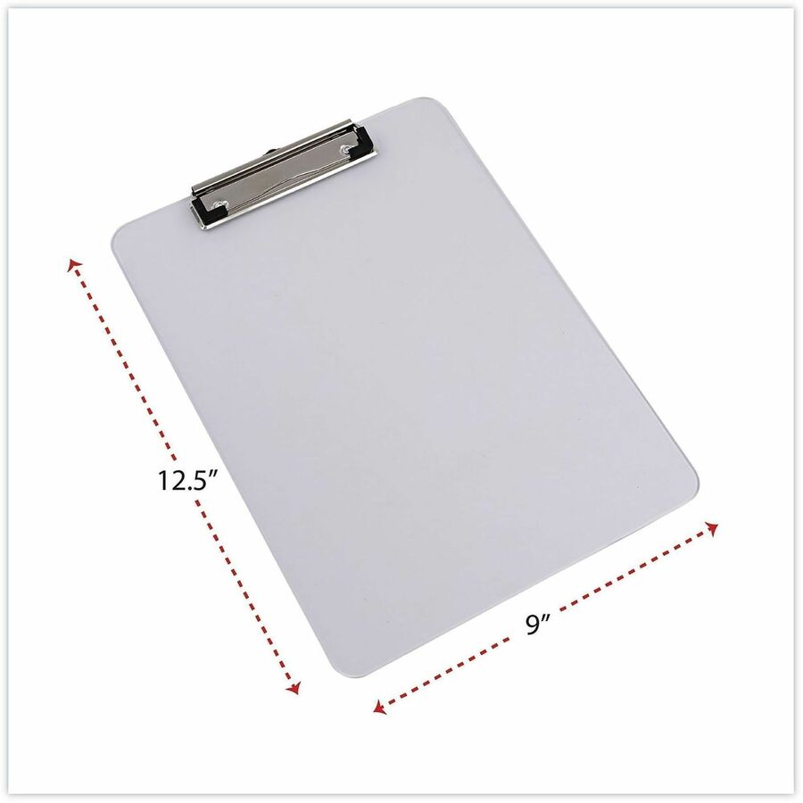 Universal Clipboard, 0.50" Clip Capacity, 8.5" x 11" Sheet Size, Built-in Ruler, Shatter-Resistant Plastic, Clear, 1 Each