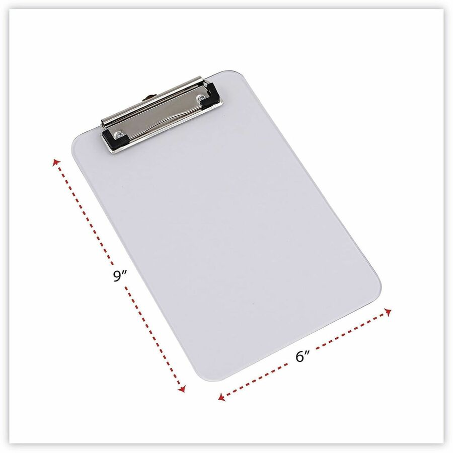 Universal Clipboard, 0.50" Clip Capacity, 5" x 8" Sheet Size, Plastic, Clear, 1 Each