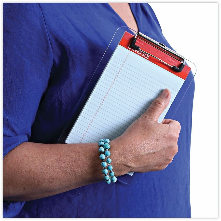 Universal Clipboard, 0.50" Clip Capacity, 5" x 8" Sheet Size, Plastic, Clear, 1 Each