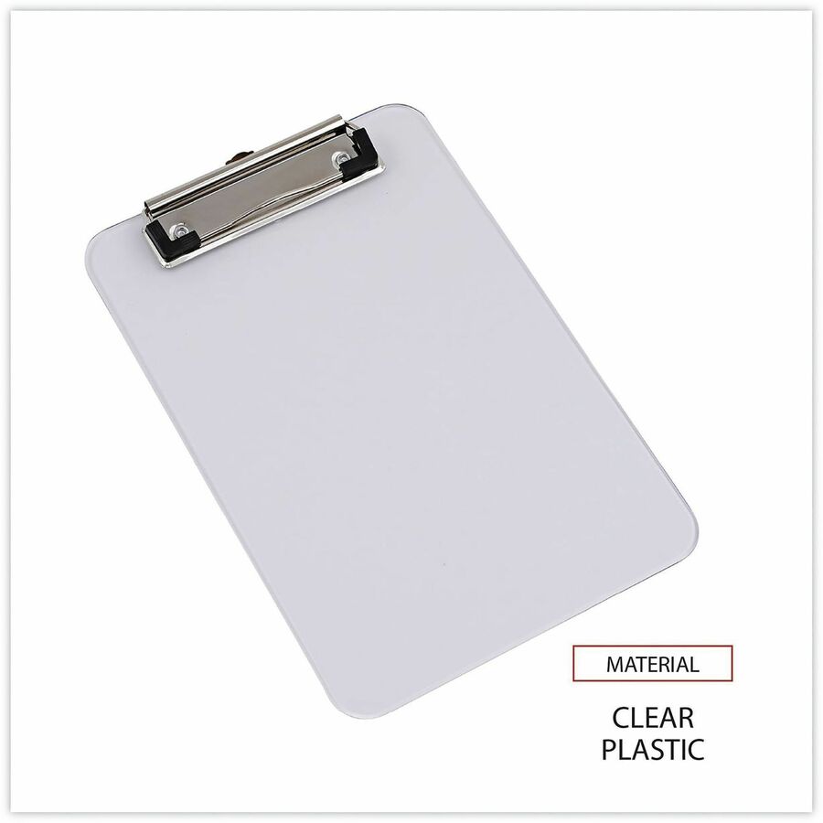 Universal Clipboard, 0.50" Clip Capacity, 5" x 8" Sheet Size, Plastic, Clear, 1 Each