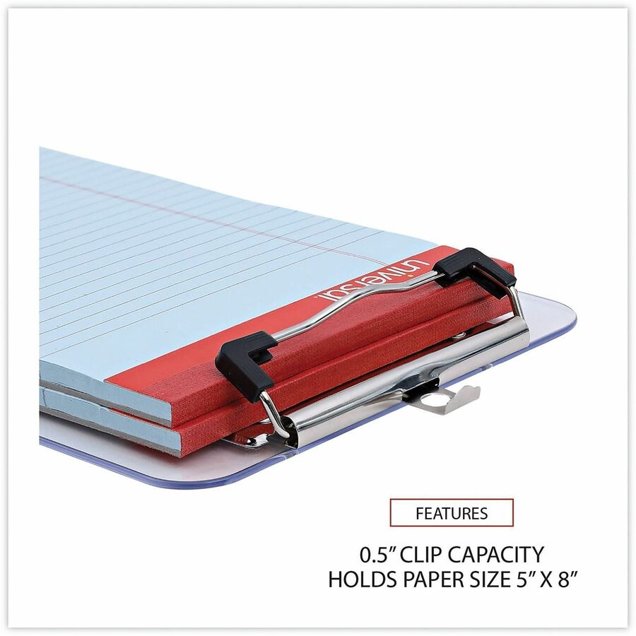Universal Clipboard, 0.50" Clip Capacity, 5" x 8" Sheet Size, Plastic, Clear, 1 Each