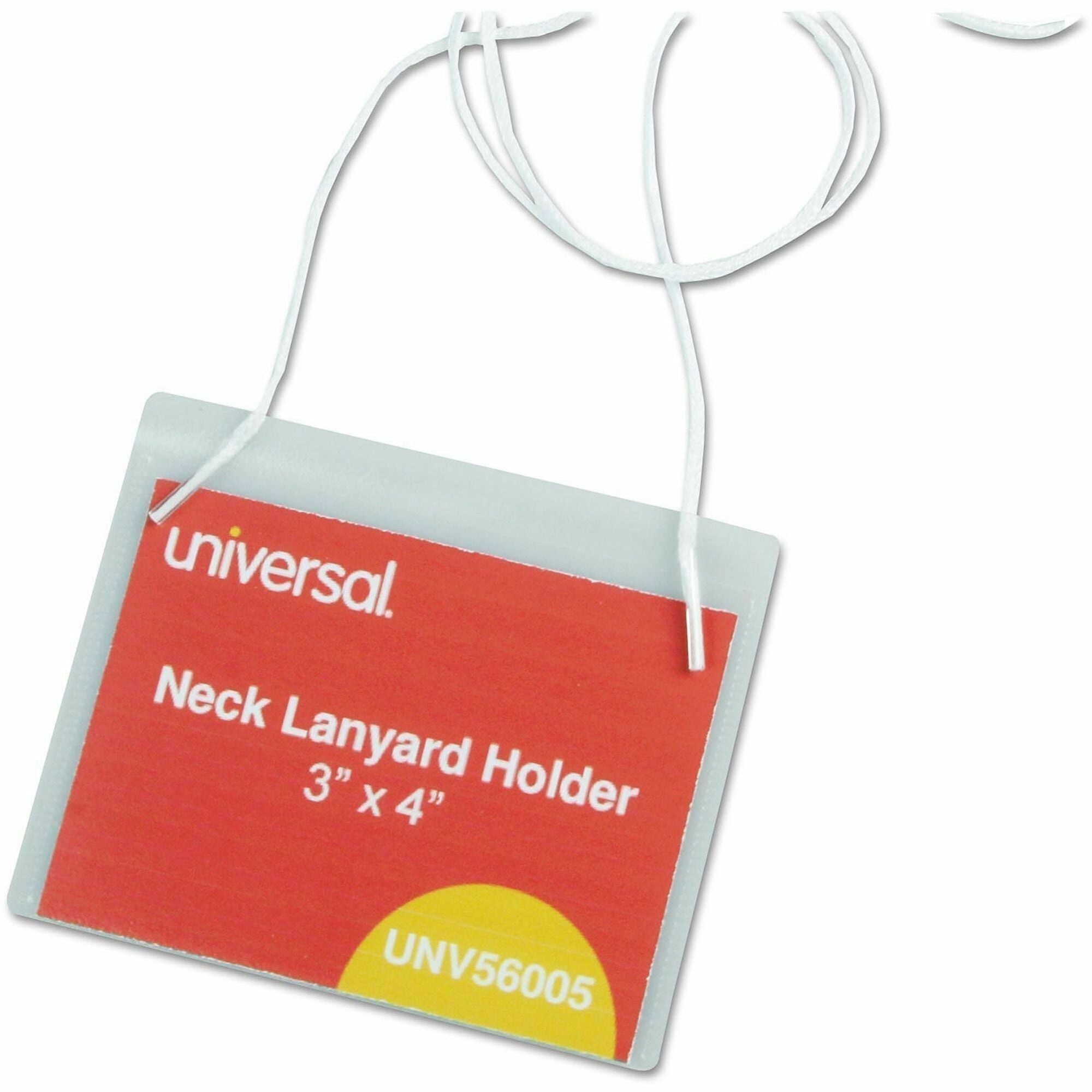 Universal Name Badge Holder - Support 4" x 3" Media - Horizontal - Plastic - Clear - 100 / Box