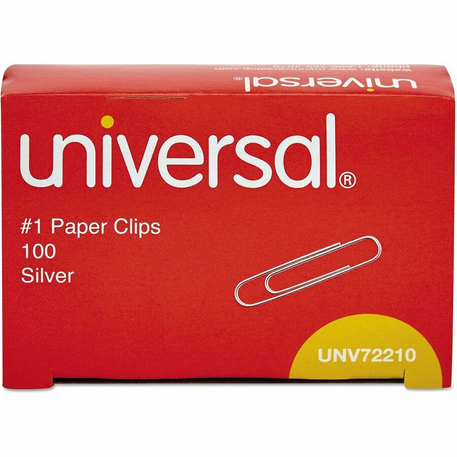 No. 1 - 1.3" Length - Silver - Steel Wire - 100 Clips/Box - 10 / Pack