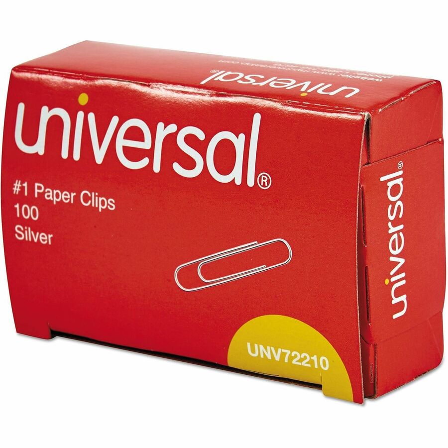 No. 1 - 1.3" Length - Silver - Steel Wire - 100 Clips/Box - 10 / Pack