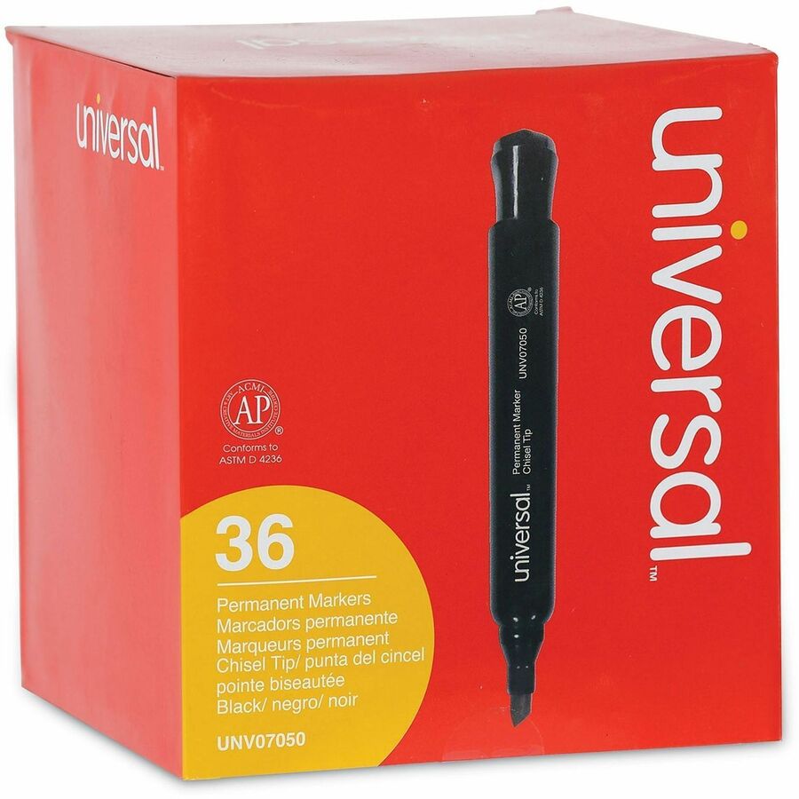 Broad Chisel Marker Point - Black Ink - General Purpose - 36 / Pack