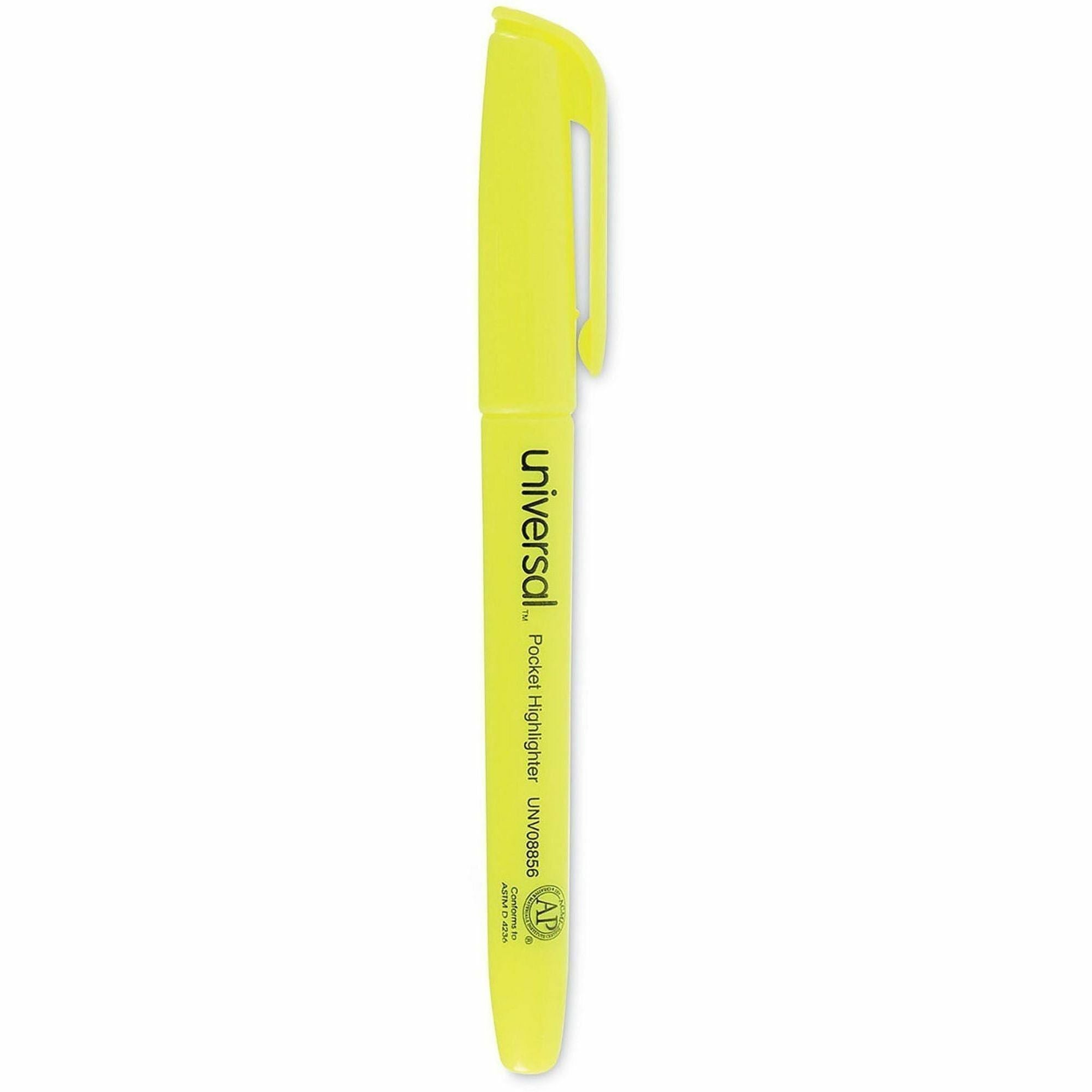 Universal Highlighter - Chisel Marker Point - Fluorescent Yellow Ink - Yellow Barrel - 36 / Pack