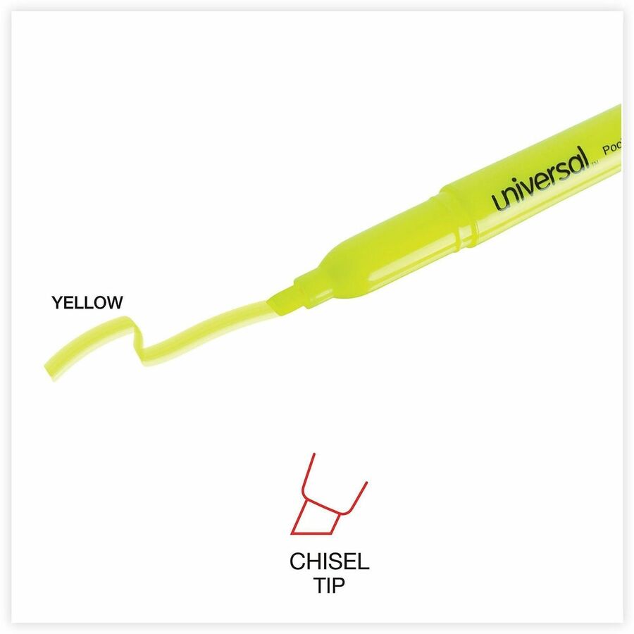 Universal Highlighter - Chisel Marker Point - Fluorescent Yellow Ink - Yellow Barrel - 36 / Pack