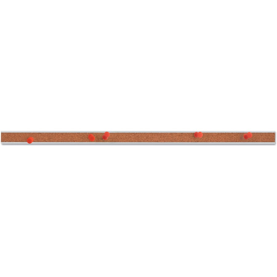 Universal Bulletin Board - 1" Board Height x 18" Board Width - Brown Cork Surface - Self-healing, Easy Installation - Silver Aluminum Frame - 1" Height x 18" Width - 1 Each