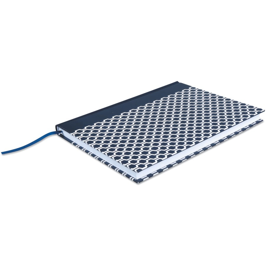 Universal Notebook - 1 Subject(s) - 150 Sheets - Sewn - Wide Ruled, Legal Ruled Front Ruling - 47 lb Basis Weight - 10.50" Height x 7.9" Width - White Paper - Dark Blue Hexagon Pattern Paper Cover