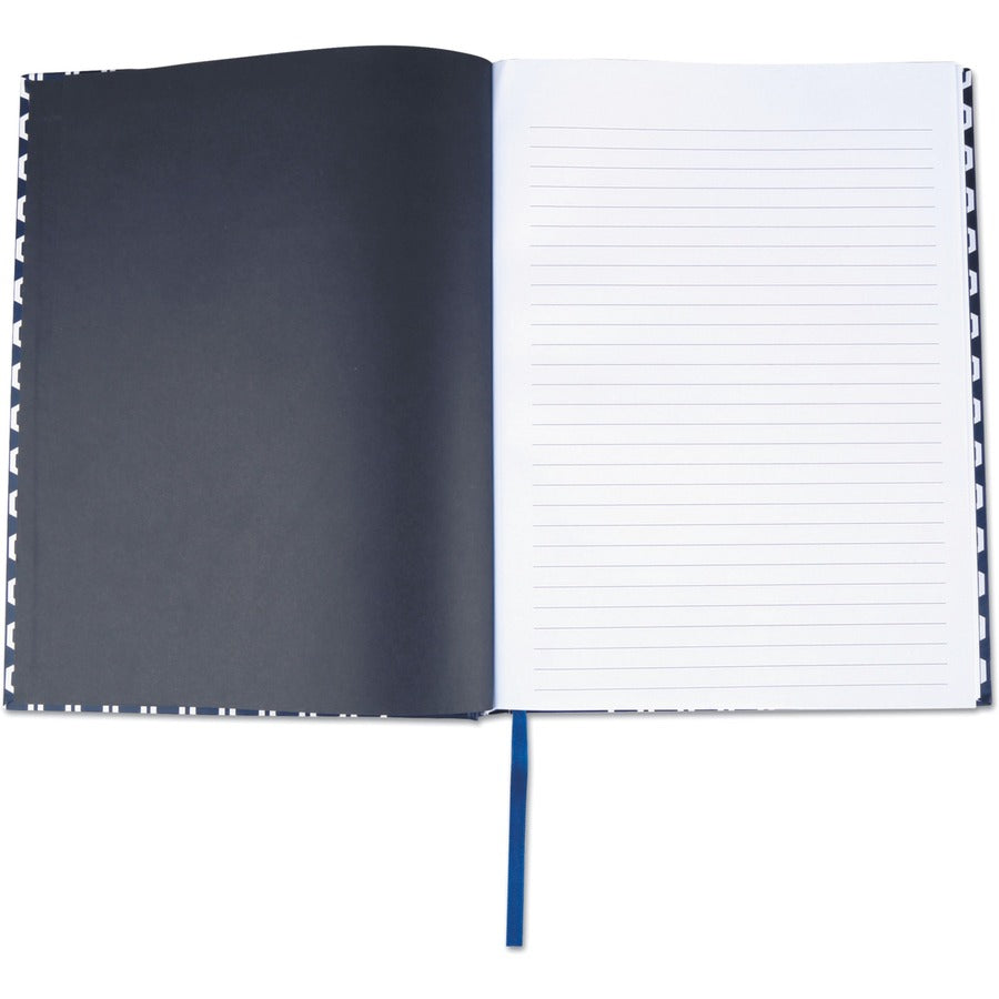 Universal Notebook - 1 Subject(s) - 150 Sheets - Sewn - Wide Ruled, Legal Ruled Front Ruling - 47 lb Basis Weight - 10.50" Height x 7.9" Width - White Paper - Dark Blue Hexagon Pattern Paper Cover