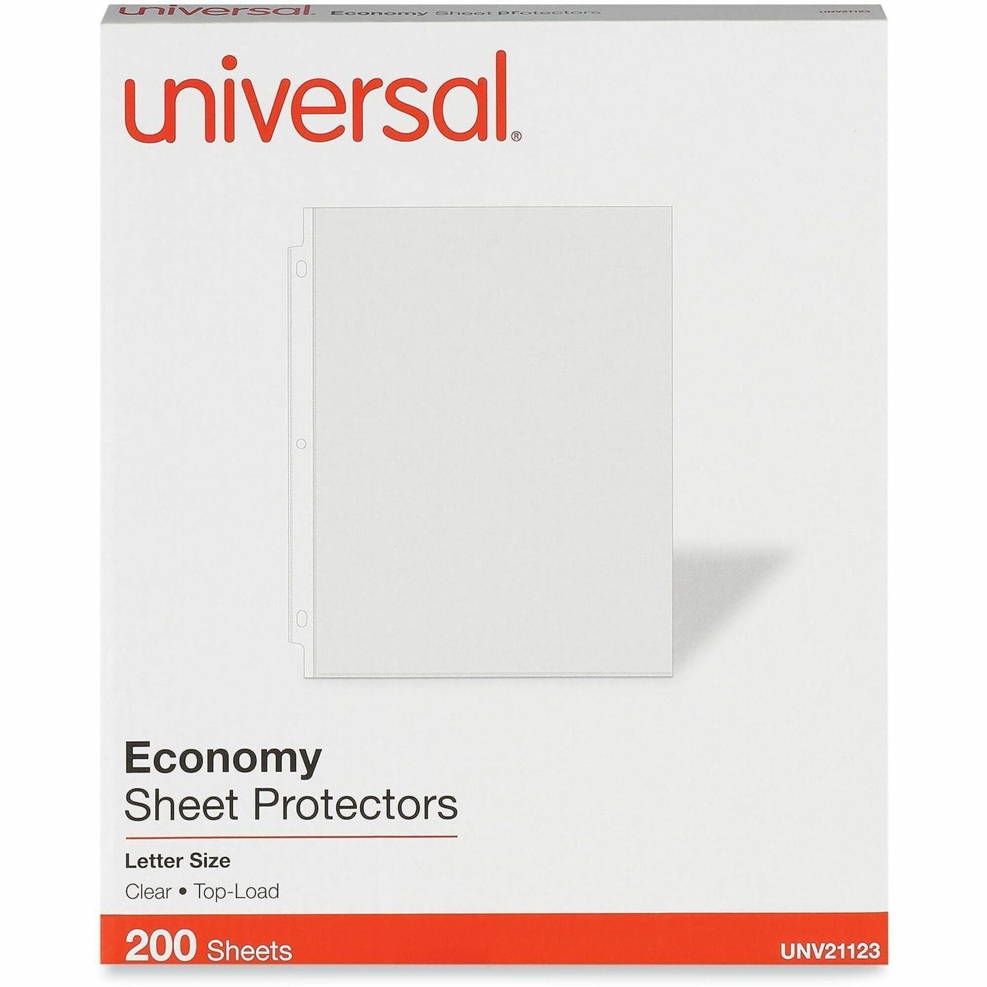 Universal Sheet Protector - 2 x Sheet Capacity - For Letter 8 1/2" x 11" Sheet - 3 x Holes - Ring Binder - Top Loading - Rectangular - Clear - Polypropylene - 200 / Box