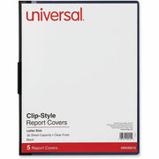 Universal Report Cover, Clip Fastener, 8.5" x 11", 30 Sheet Capacity, Unpunched, Clear/Black, 5 Pack