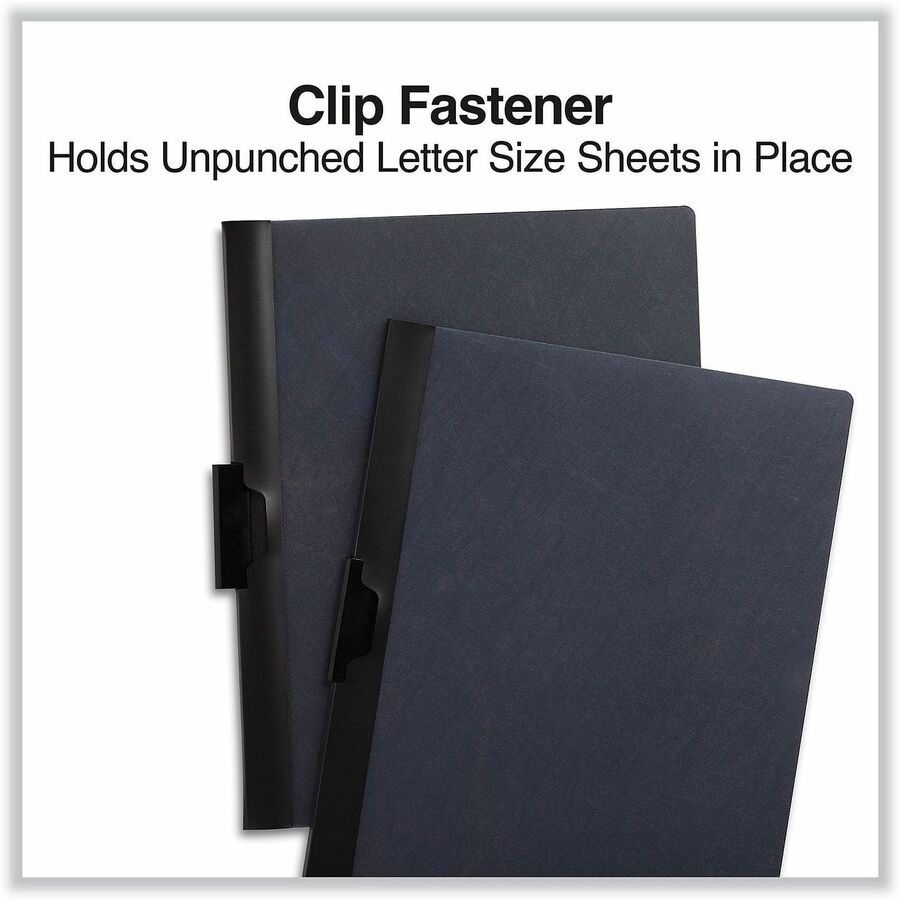 Universal Report Cover, Clip Fastener, 8.5" x 11", 30 Sheet Capacity, Unpunched, Clear/Black, 5 Pack