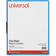 Universal Clip-Style Report Cover, 8.5" x 11", 30 Sheet Capacity, 1 Clip Fastener, Unpunched, Clear/Blue, 5 Pack