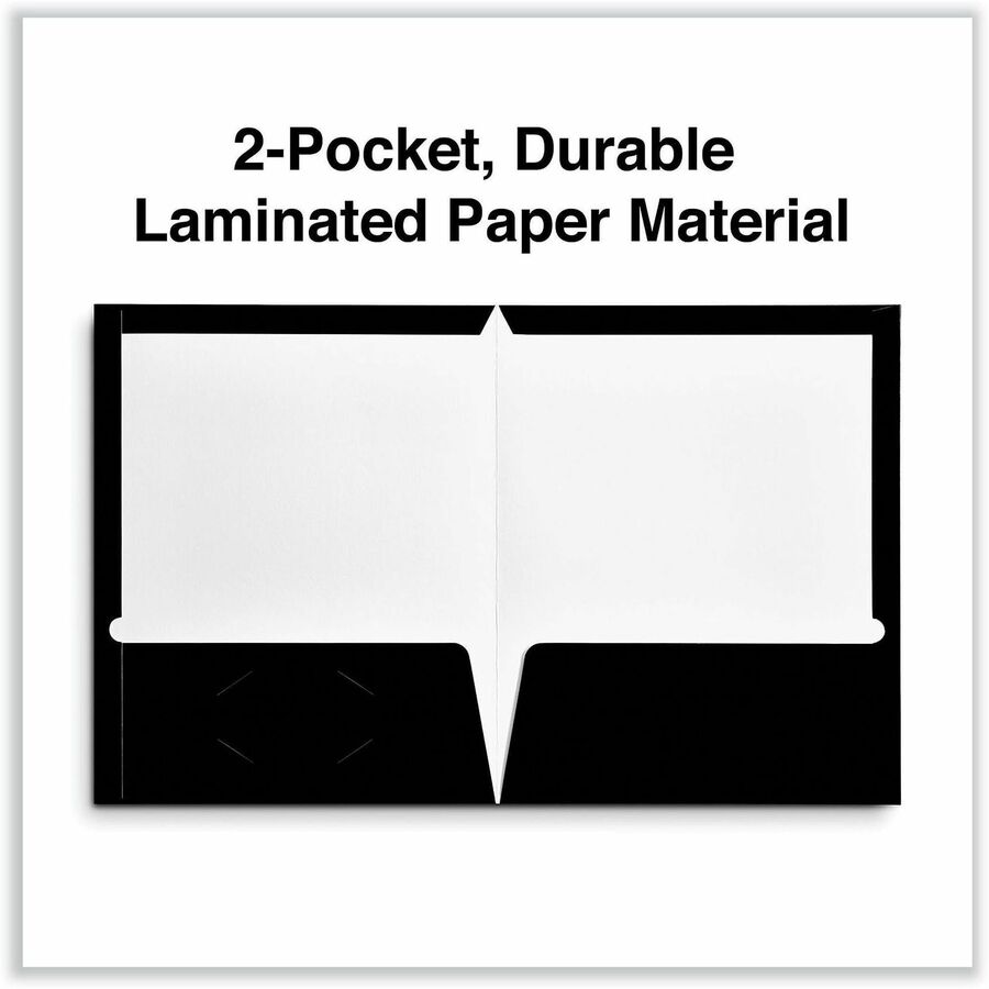 Universal Pocket Folder, 11" x 8 1/2", 100-Sheet Capacity, 2 Inside Pockets, Laminated, 25/Box