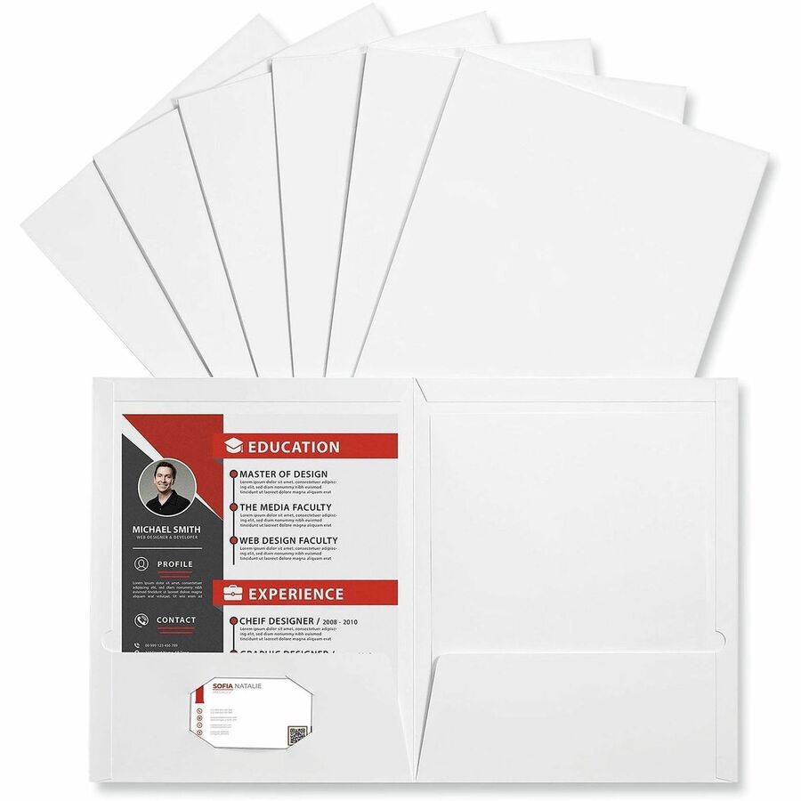 Universal Pocket Folder - 11" x 8 1/2" - 100 Sheets Capacity - Inside Front & Back Pocket(s) - Laminated - 25 Box