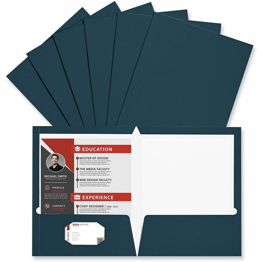 Universal Pocket Folder, 11" x 8 1/2", 2 Inside Pockets, Laminated, Holds 100 Sheets, Box of 25