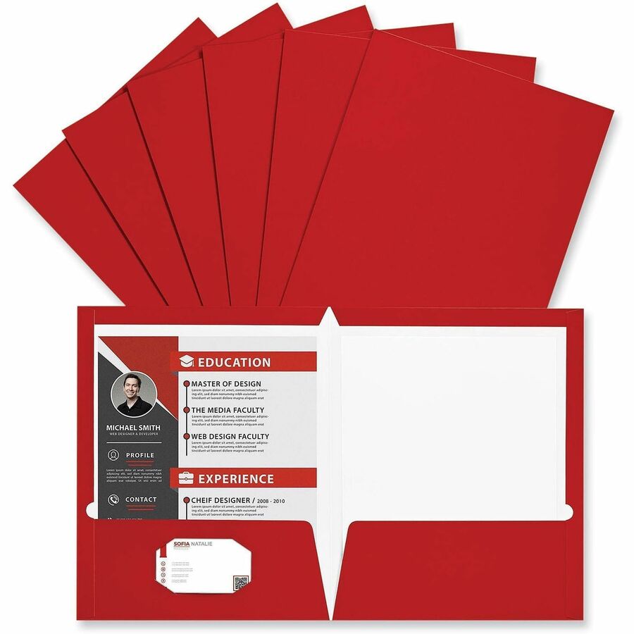 Universal Pocket Folder, 11" x 8 1/2", 2 Inside Pockets, Laminated, Holds 100 Sheets, 25 per Box