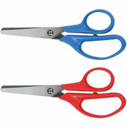 Universal Scissors - Child - 1.75" Cutting Length - 5" Overall Length - Straight-left/right - Stainless Steel - Round Tip - Multi - 2 / Pack