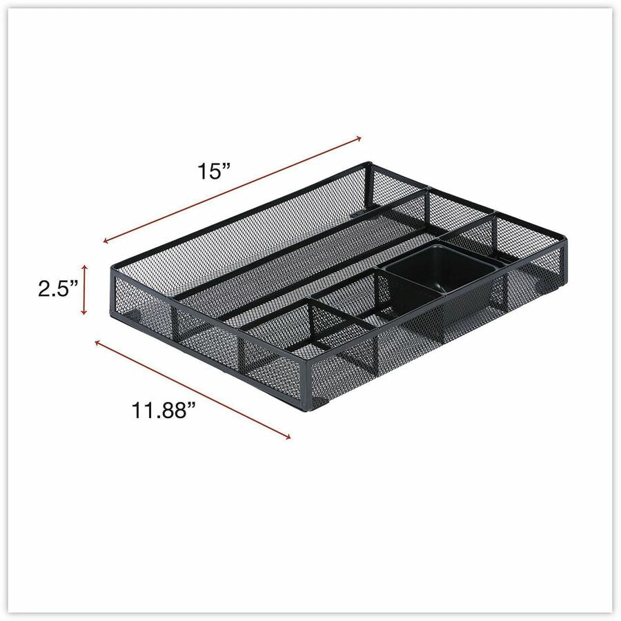 6 Compartment(s) - 2.50" Height x 15" Width x 11.88" Depth - Black - Metal Mesh - 1 Each