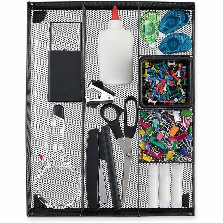 6 Compartment(s) - 2.50" Height x 15" Width x 11.88" Depth - Black - Metal Mesh - 1 Each