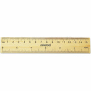 Universal Ruler - 6" Length x 1.4" Width - 1/16 Graduations - Standard, Metric Measuring System - Wood, Metal - 2 / Pack