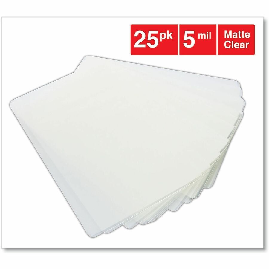 Universal Laminating Pouch, 5.5" x 3.5", 5 mil, Matte, Clear, Plastic, Supports 5" x 3" Index Card, 25 Pack