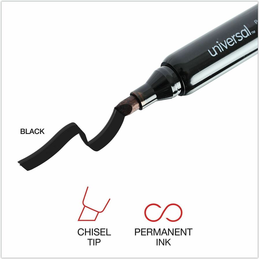 Broad Chisel Marker Point - Black Ink - General Purpose - 60 / Pack