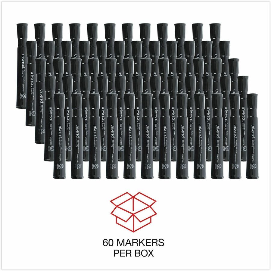 Broad Chisel Marker Point - Black Ink - General Purpose - 60 / Pack