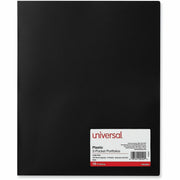Universal Pocket Folder, 2 Pockets, 11" x 8.5", 100-Sheet Capacity, Black, 10 Pack