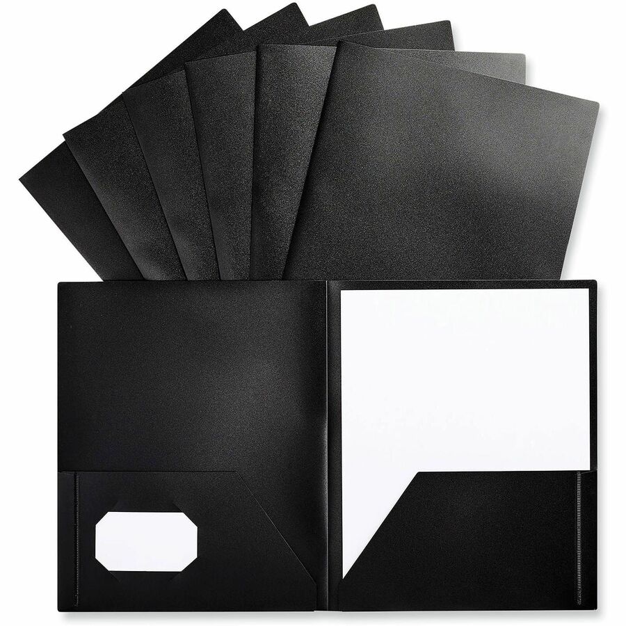 Universal Pocket Folder, 2 Pockets, 11" x 8.5", 100-Sheet Capacity, Black, 10 Pack