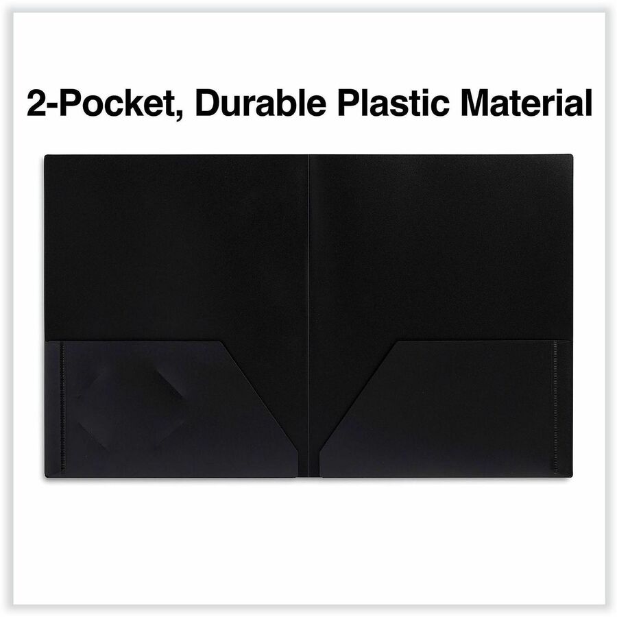 Universal Pocket Folder, 2 Pockets, 11" x 8.5", 100-Sheet Capacity, Black, 10 Pack