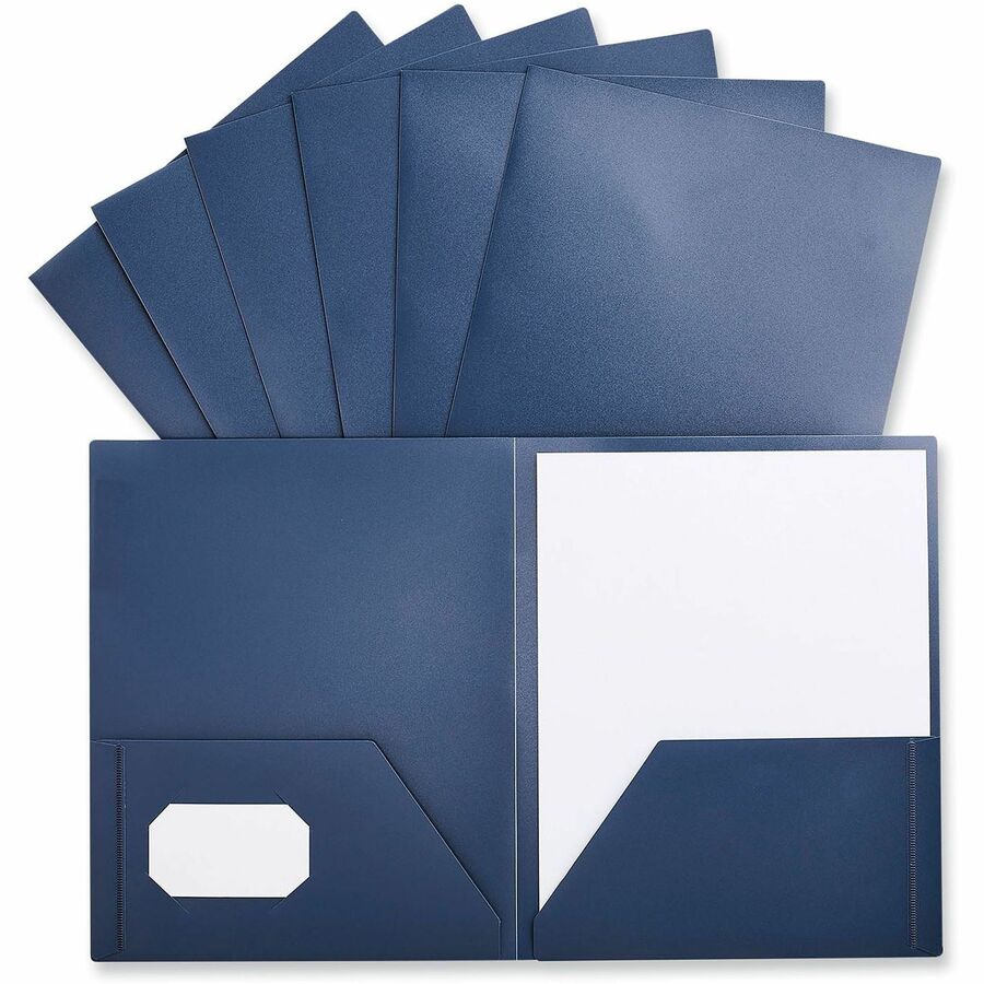 Universal Pocket Folder, 11" x 8.5", 2 Pockets, 100-Sheet Capacity, Navy Blue, 10 Pack