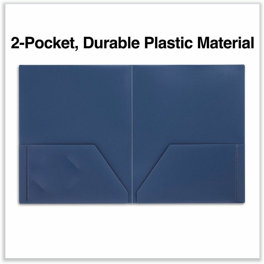 Universal Pocket Folder, 11" x 8.5", 2 Pockets, 100-Sheet Capacity, Navy Blue, 10 Pack